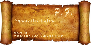 Poppovits Fülöp névjegykártya